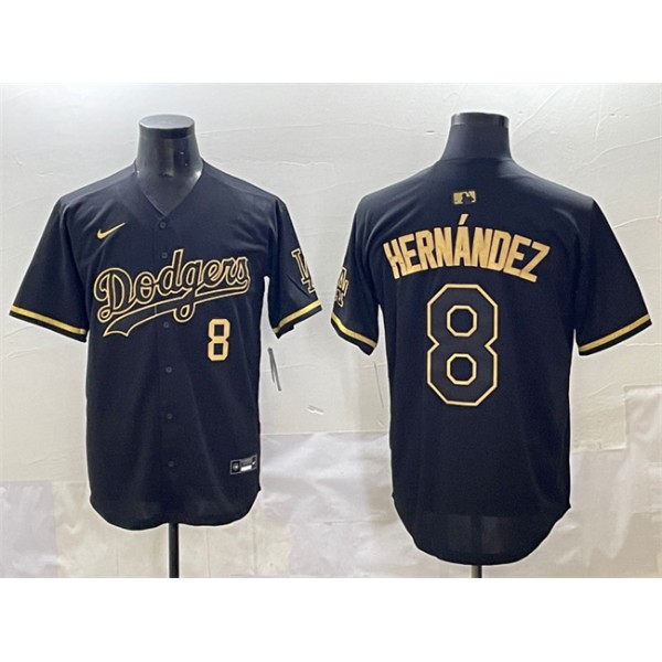 Los Angeles Dodgers #8 Enrique Hernández Black Gold Limited Stitched Jersey