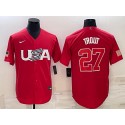 USA Baseball #27 Mike Trout 2023 Red World Baseball Classic Stitched Jersey