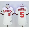 Angels Of Anaheim #5 Albert Pujols White Flexbase Authentic Collection Cooperstown Stitched Jersey
