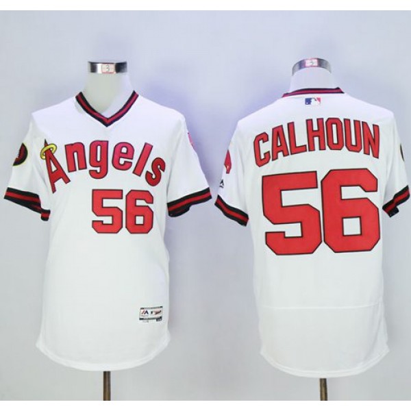 Angels Of Anaheim #56 Kole Calhoun White Flexbase Authentic Collection Cooperstown Stitched Jersey