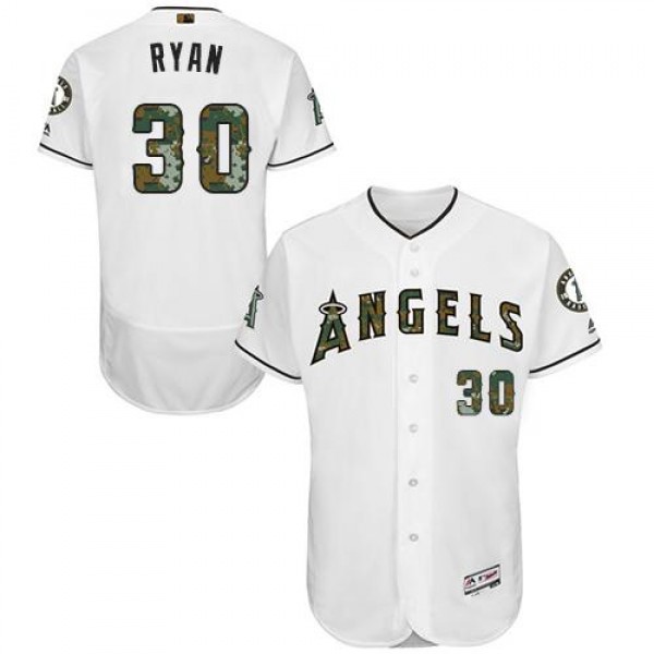 Angels Of Anaheim #30 Nolan Ryan White Flexbase Authentic Collection 2016 Memorial Day Stitched Jersey