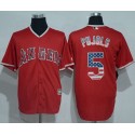 Angels Of Anaheim #5 Albert Pujols Red USA Flag Fashion Stitched Jersey