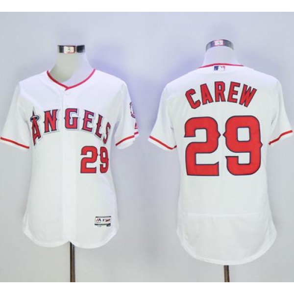 Angels Of Anaheim #29 Rod Carew White Flexbase Authentic Collection Stitched Jersey