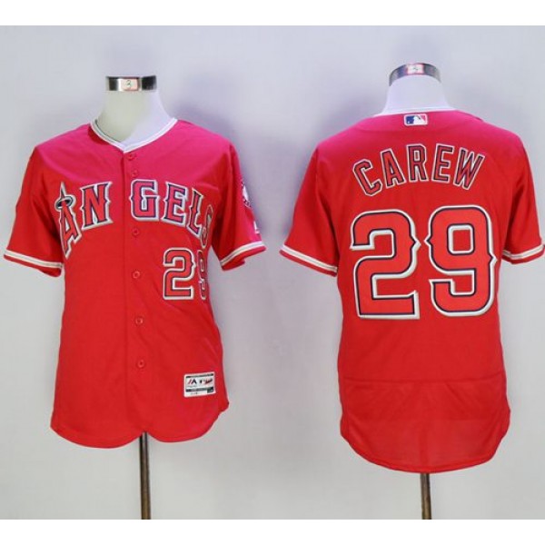 Angels Of Anaheim #29 Rod Carew Red Flexbase Authentic Collection Stitched Jersey