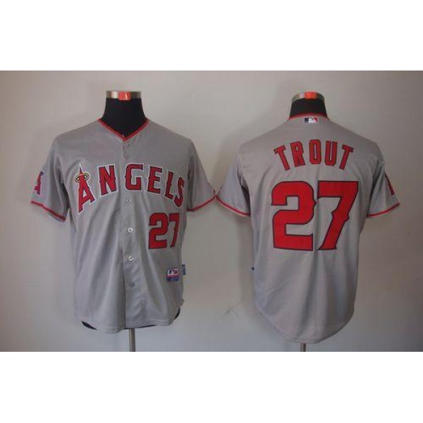 Angels Of Anaheim #27 Mike Trout Grey Cool Base Stitched Jersey