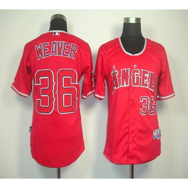 Angels Of Anaheim #36 Weaver Jered Red Cool Base Stitched Jersey