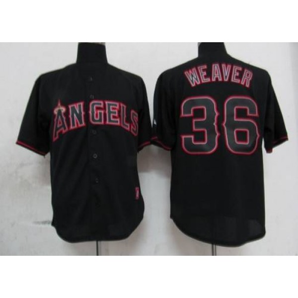 Angels Of Anaheim #36 Jered Weaver Black Fashion Stitched Jersey