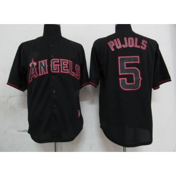 Angels Of Anaheim #5 Albert Pujols Black Fashion Stitched Jersey