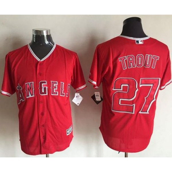 Angels Of Anaheim #27 Mike Trout Red New Cool Base Stitched Jersey