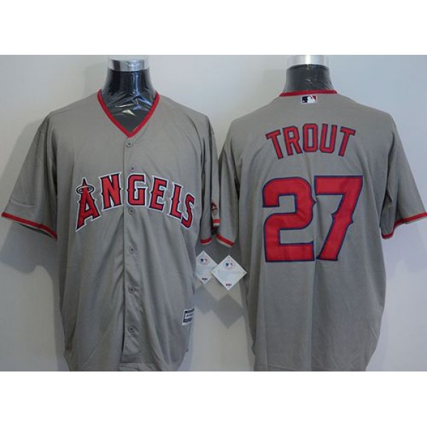 Angels Of Anaheim #27 Mike Trout Grey New Cool Base Stitched Jersey