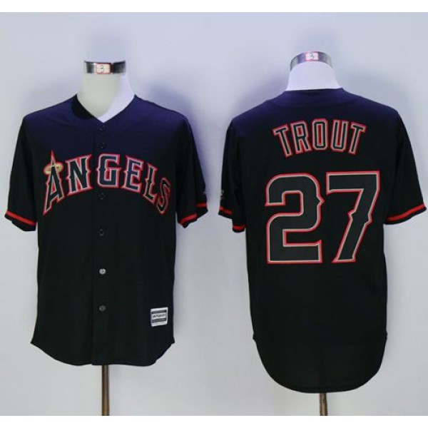 Angels Of Anaheim #27 Mike Trout Black New Cool Base Fashion Stitched Jersey