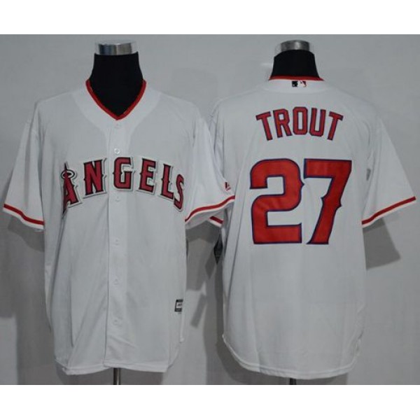 Angels Of Anaheim #27 Mike Trout White New Cool Base Stitched Jersey