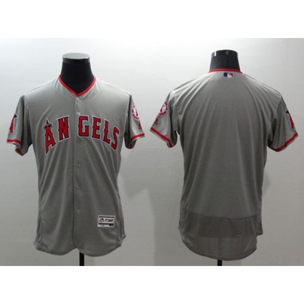 Angels Of Anaheim Blank Grey Flexbase Authentic Collection Stitched Jersey