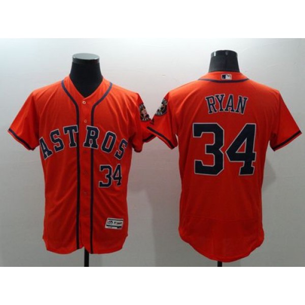 Astros #34 Nolan Ryan Orange Flexbase Authentic Collection Stitched Jersey