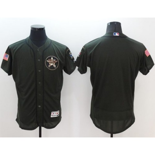 Astros Blank Green Flexbase Authentic Collection Salute To Service Stitched Jersey
