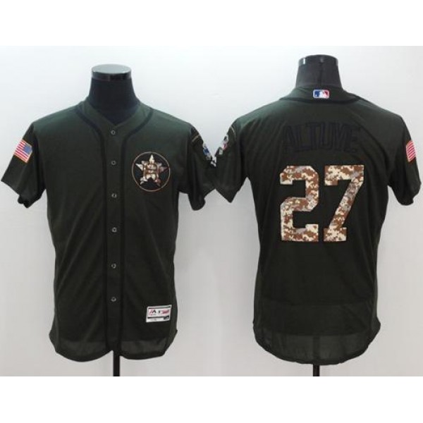 Astros #27 Jose Altuve Green Flexbase Authentic Collection Salute To Service Stitched Jersey
