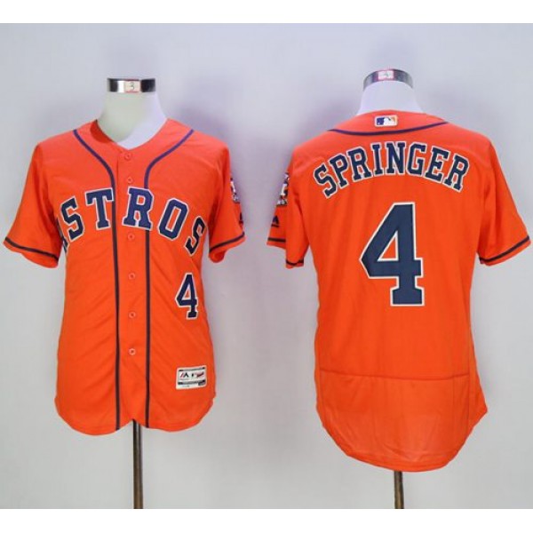 Astros #4 George Springer Orange Flexbase Authentic Collection Stitched Jersey