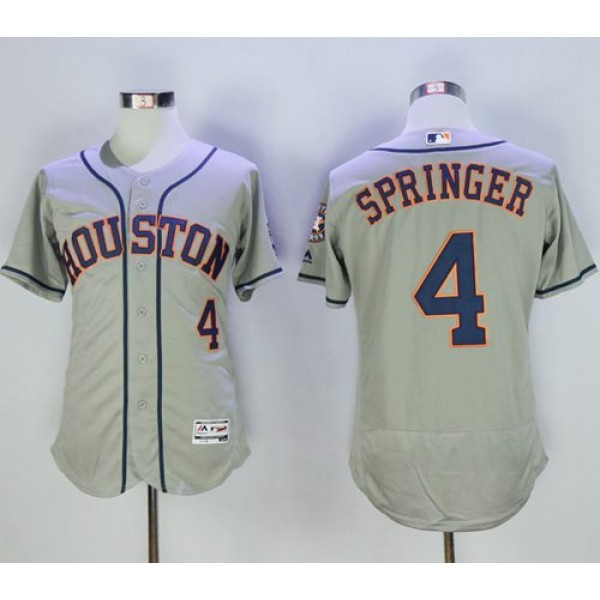 Astros #4 George Springer Grey Flexbase Authentic Collection Stitched Jersey