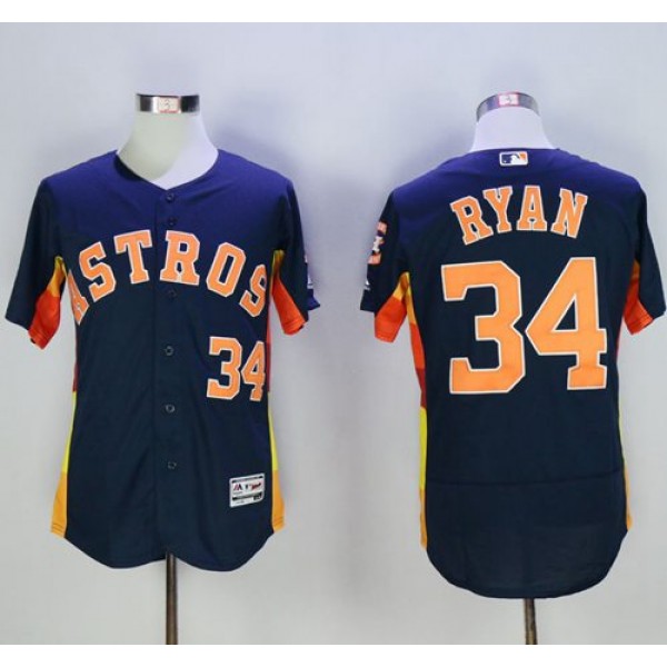 Astros #34 Nolan Ryan Navy Blue Flexbase Authentic Collection Stitched Jersey