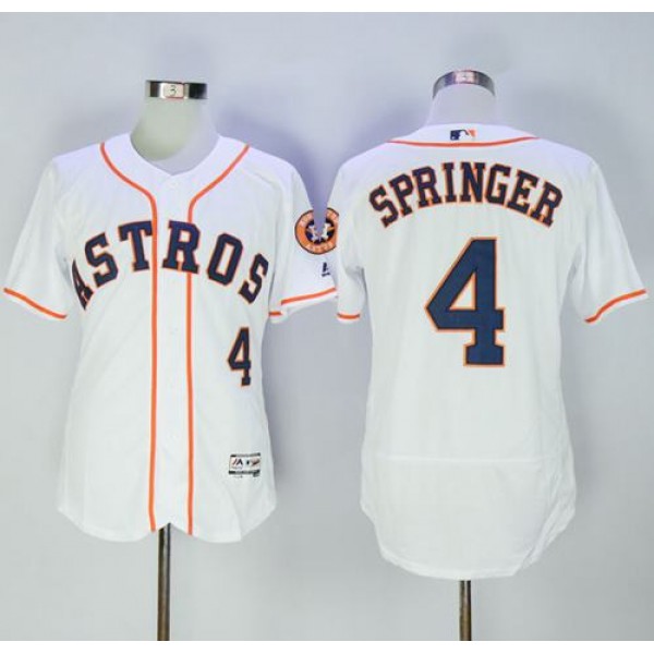Astros #4 George Springer White Flexbase Authentic Collection Stitched Jersey
