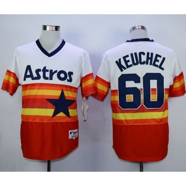 Astros #60 Dallas Keuchel White Orange 1980 Turn Back The Clock Stitched Jersey
