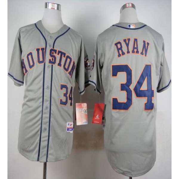 Astros #34 Nolan Ryan Grey Cool Base Stitched Jersey