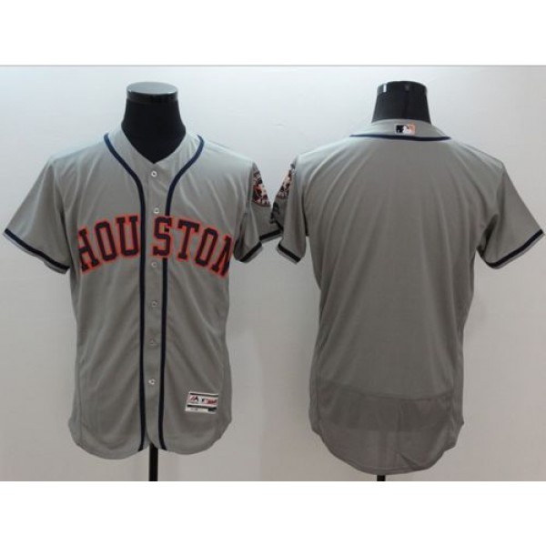 Astros Blank Grey Flexbase Authentic Collection Stitched Jersey