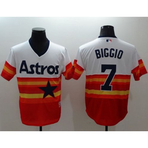 Astros #7 Craig Biggio White Orange Flexbase Authentic Collection Cooperstown Stitched Jersey