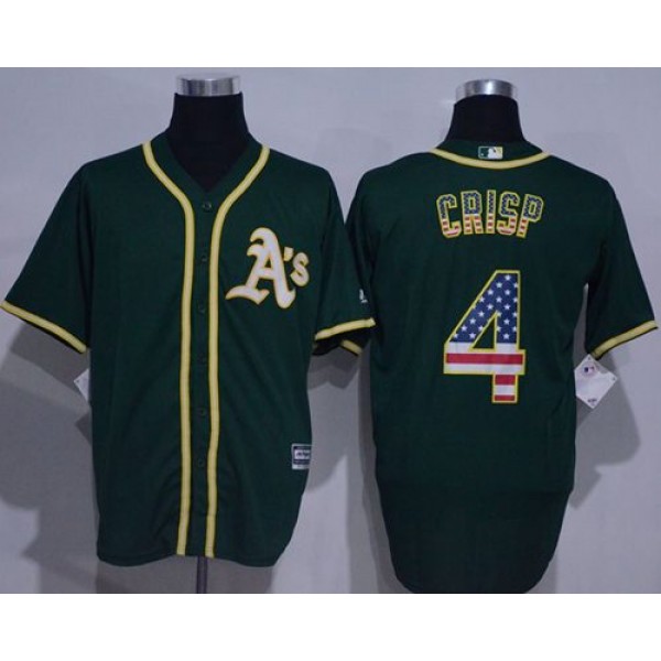Athletics #4 Coco Crisp Green USA Flag Fashion Stitched Jersey