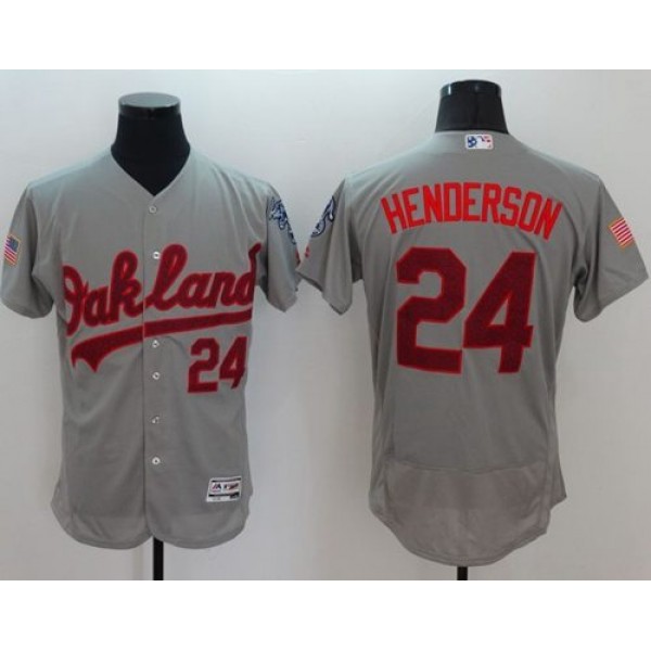 Athletics #24 Rickey Henderson Grey Fashion Stars Stripes Flexbase Authentic Stitched Jersey