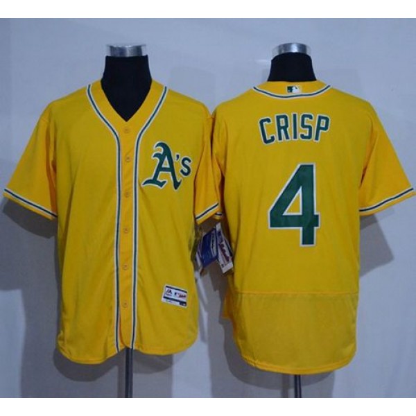 Athletics #4 Coco Crisp Gold Flexbase Authentic Collection Stitched Jersey