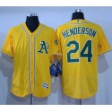Athletics #24 Rickey Henderson Gold Flexbase Authentic Collection Stitched Jersey