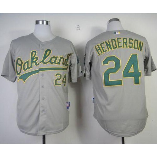 Athletics #24 Rickey Henderson Grey Cool Base Stitched Jersey