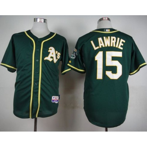Athletics #15 Brett Lawrie Green Cool Base Stitched Jersey