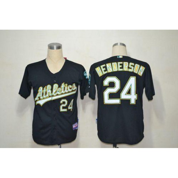 Athletics #24 Rickey Henderson Black Cool Base Stitched Jersey