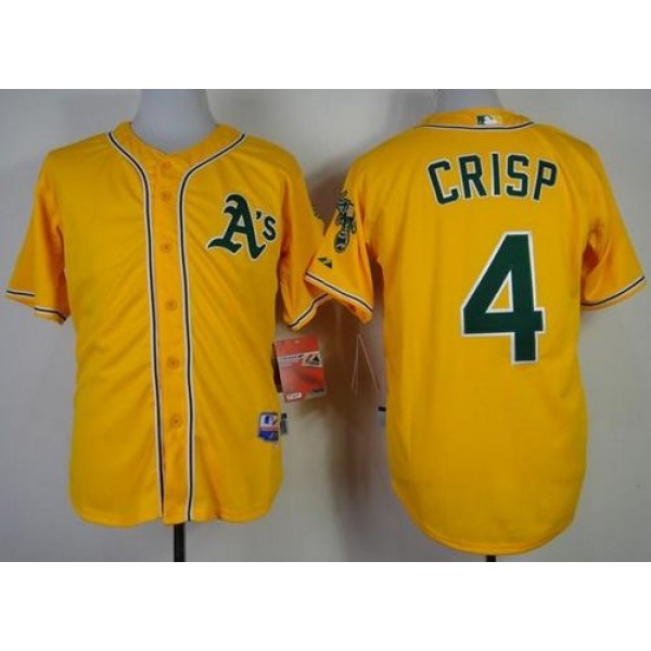 Athletics #4 Coco Crisp Yellow Cool Base Stitched Jersey