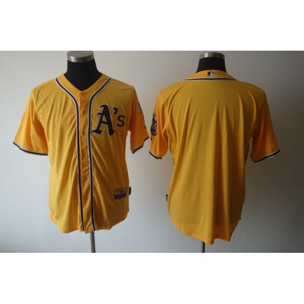 Athletics Blank Yellow Cool Base Stitched Jersey