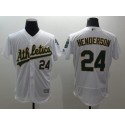 Athletics #24 Rickey Henderson White Flexbase Authentic Collection Stitched Jersey