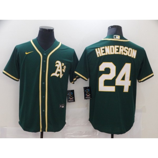 Athletics #24 Rickey Henderson Green Cool Base Stitched Jersey