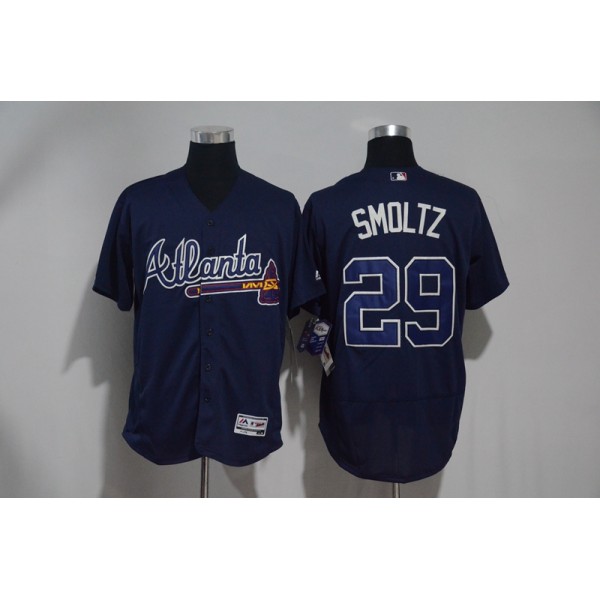 Atlanta Braves #29 John Smoltz Navy Flexbase Stitched Jersey