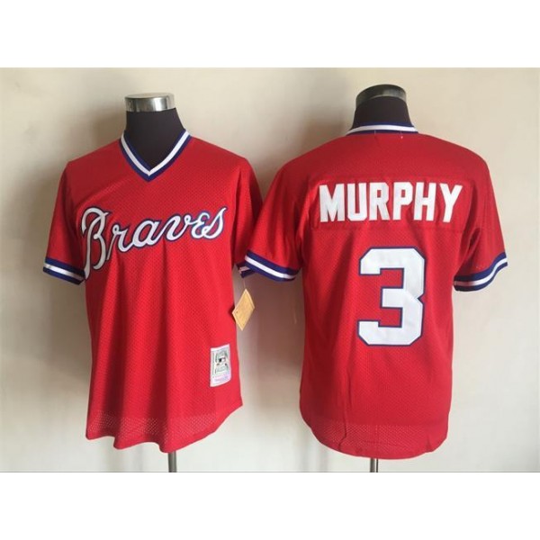 Atlanta Braves #3 Dale Murphy Mitchell And Ness Red 1980 Throwback Stitched Jersey