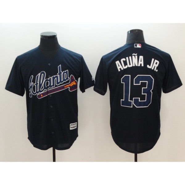 Atlanta Braves #13 Ronald Acuña Jr Navy Flexbase Stitched Jersey