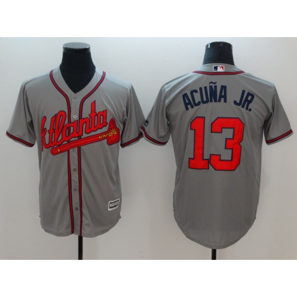 Atlanta Braves #13 Ronald Acuña Jr Grey Flexbase Stitched Jersey