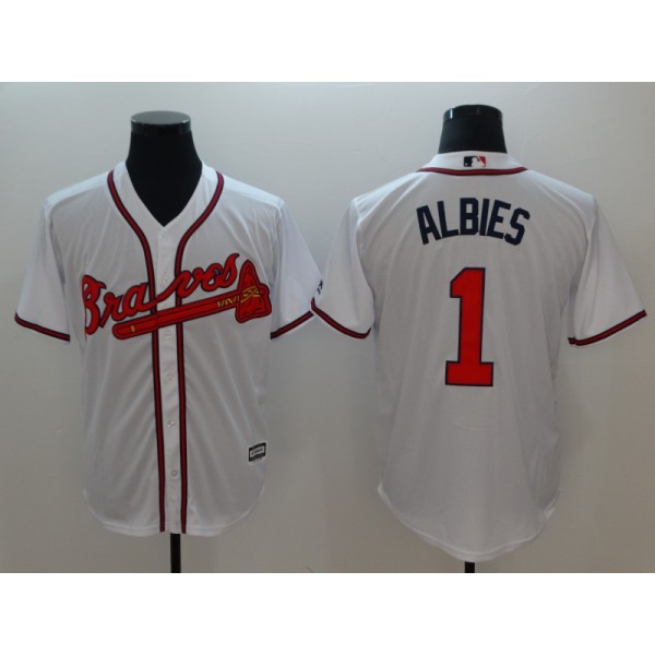 Atlanta Braves #1 Ozhaino Albies White Flexbase Stitched Jersey