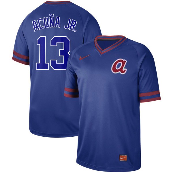 Atlanta Braves #13 Ronald Acuna Blue Cooperstown Collection Legend Stitched Jersey