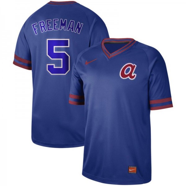Atlanta Braves #5 Freddie Freeman Blue Cooperstown Collection Legend Stitched Jersey