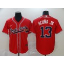 Atlanta Braves #13 Ronald Acuña Jr Red Cool Base Stitched Jersey