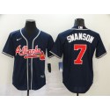 Atlanta Braves #7 Dansby Swanson Navy Cool Base Stitched Jersey
