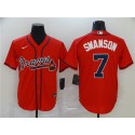 Atlanta Braves #7 Dansby Swanson Red Cool Base Stitched Jersey