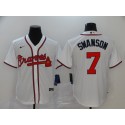 Atlanta Braves #7 Dansby Swanson White Cool Base Stitched Jersey
